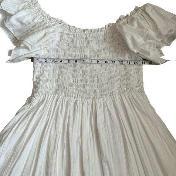 NWT Altar’d State Camilla Smocked White Mini Dress Sz Large - Picture 8 of 9